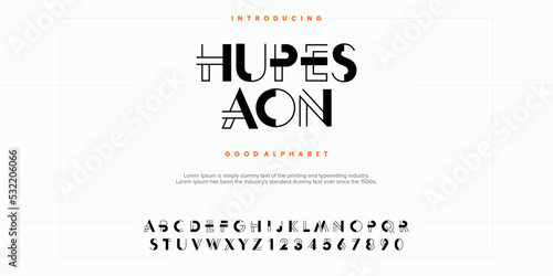 Modern abstract digital alphabet font. Minimal technology typography, Creative urban sport fashion futuristic font and with numbers. vector illustration