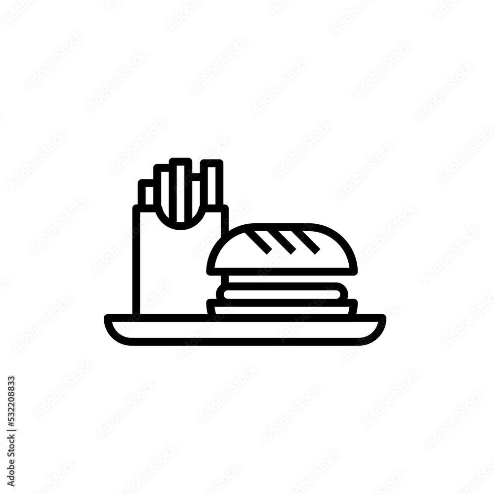 Fast food line icon isolated on white background Fast food line icon isolated on white background