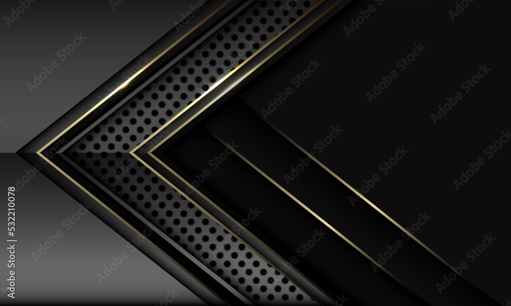 Abstract grey gold light line arrow direction circle mesh shadow design modern luxury futuristic technology background vector Abstract grey gold light line arrow direction circle mesh shadow design modern luxury futuristic technology background vector