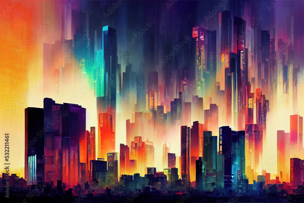 Kinshasa abstract city 2d Anime illustration V2 High quality 2d illustration