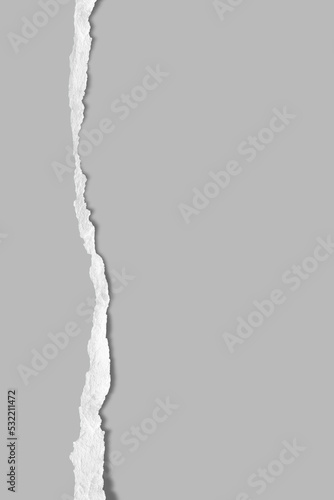 Grey vertical template ripped paper background torn edges banner