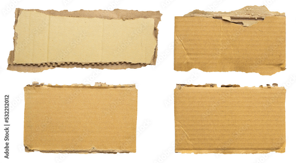 Brown Cardboard paper piece isolated on white background