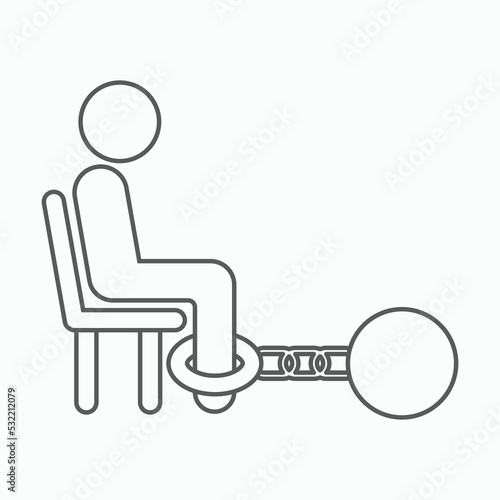 shackle icon, pensioner vector, chain and ball illustration