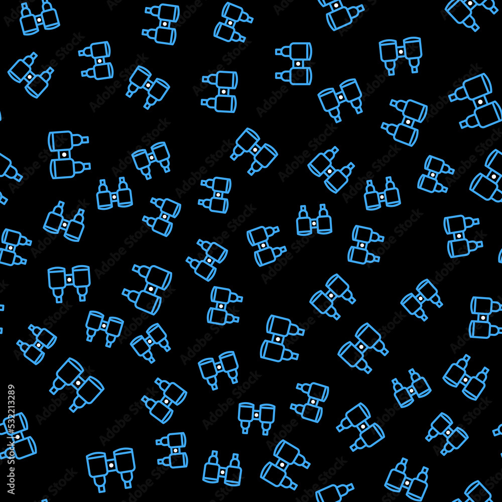 Line Binoculars icon isolated seamless pattern on black background. Find software sign. Spy equipment symbol. Vector Line Binoculars icon isolated seamless pattern on black background. Find software sign. Spy equipment symbol. Vector