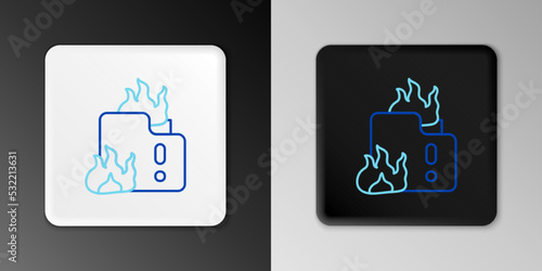 Line Fire in burning house icon isolated on grey background. Colorful outline concept. Vector