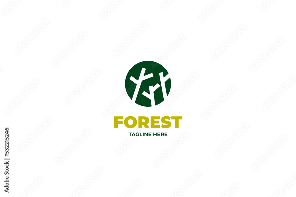 Flat trees forest green nature logo design vector illustration idea Flat trees forest green nature logo design vector illustration idea