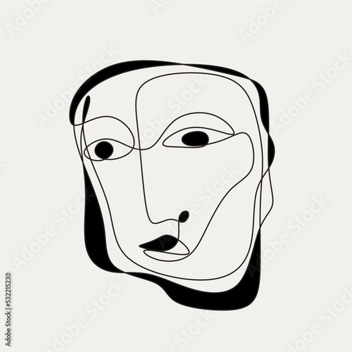 Modern abstract face portrait. Contemporary colorful background Cubism style for print, cards, textile. Vector fashion abstraction poster