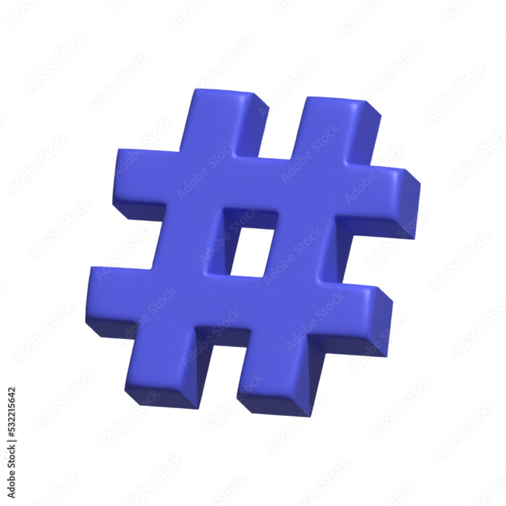 Fototapeta premium 3d hashtag blue sign