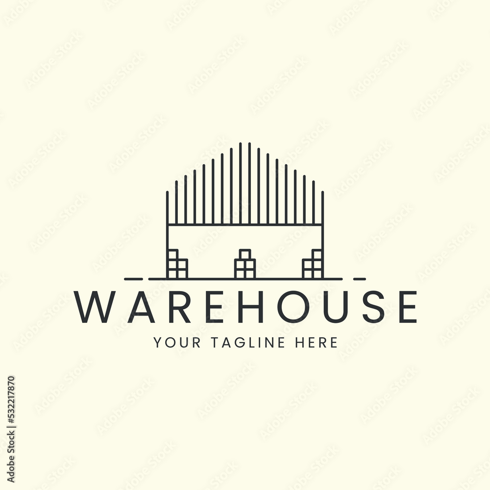 warehouse with linear style logo vector illustration design, store house logo design