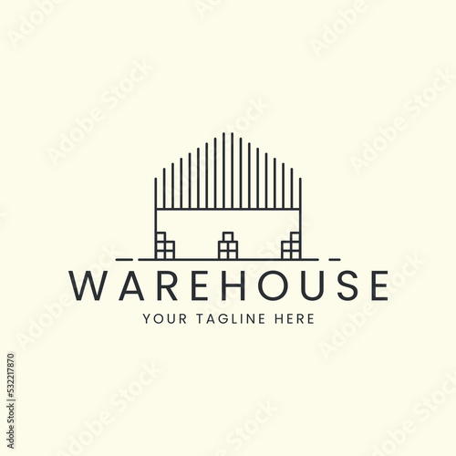 warehouse with linear style logo vector illustration design, store house logo design
