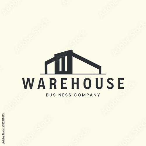 warehouse with vintage style logo vector illustration design, storeroom logo design