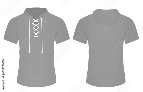 Grey henry short sleeve hoodie . vector illustration