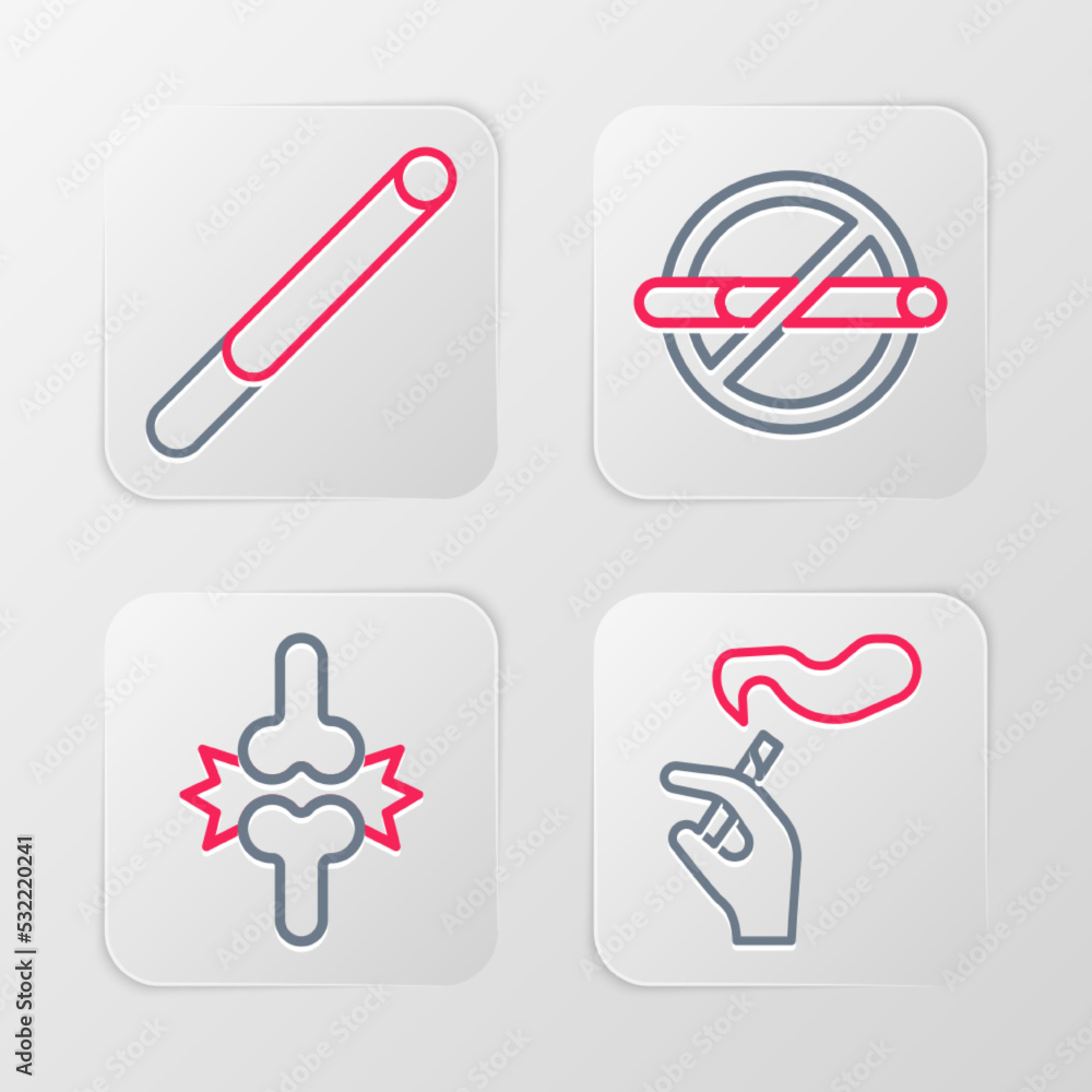 custom made wallpaper toronto digitalSet line Hand with smoking cigarette, Joint pain, knee pain, No and Cigarette icon. Vector
