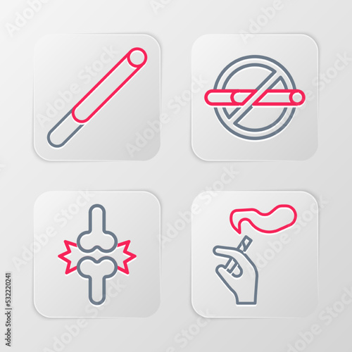 Wallpaper Mural Set line Hand with smoking cigarette, Joint pain, knee pain, No and Cigarette icon. Vector Torontodigital.ca