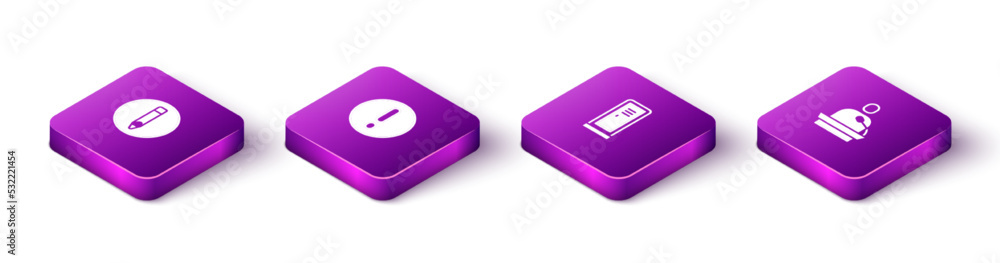 Set Isometric Pencil, Speech bubble and Exclamation, Locker or changing room and Gives lecture icon. Vector Set Isometric Pencil, Speech bubble and Exclamation, Locker or changing room and Gives lecture icon. Vector