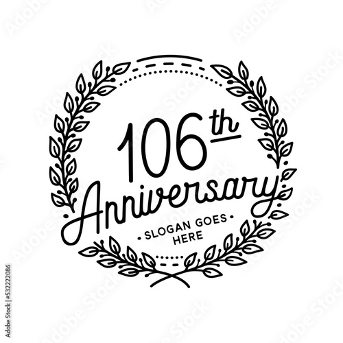 106 years anniversary celebrations design template. 106th logo. Vector and illustrations. 