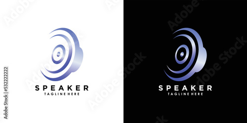 speaker sound system logo design with creative concept premium vector