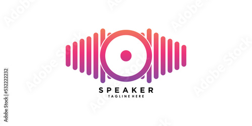 speaker sound system logo design with creative concept premium vector