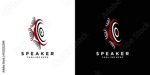 speaker sound system logo design with creative concept premium vector