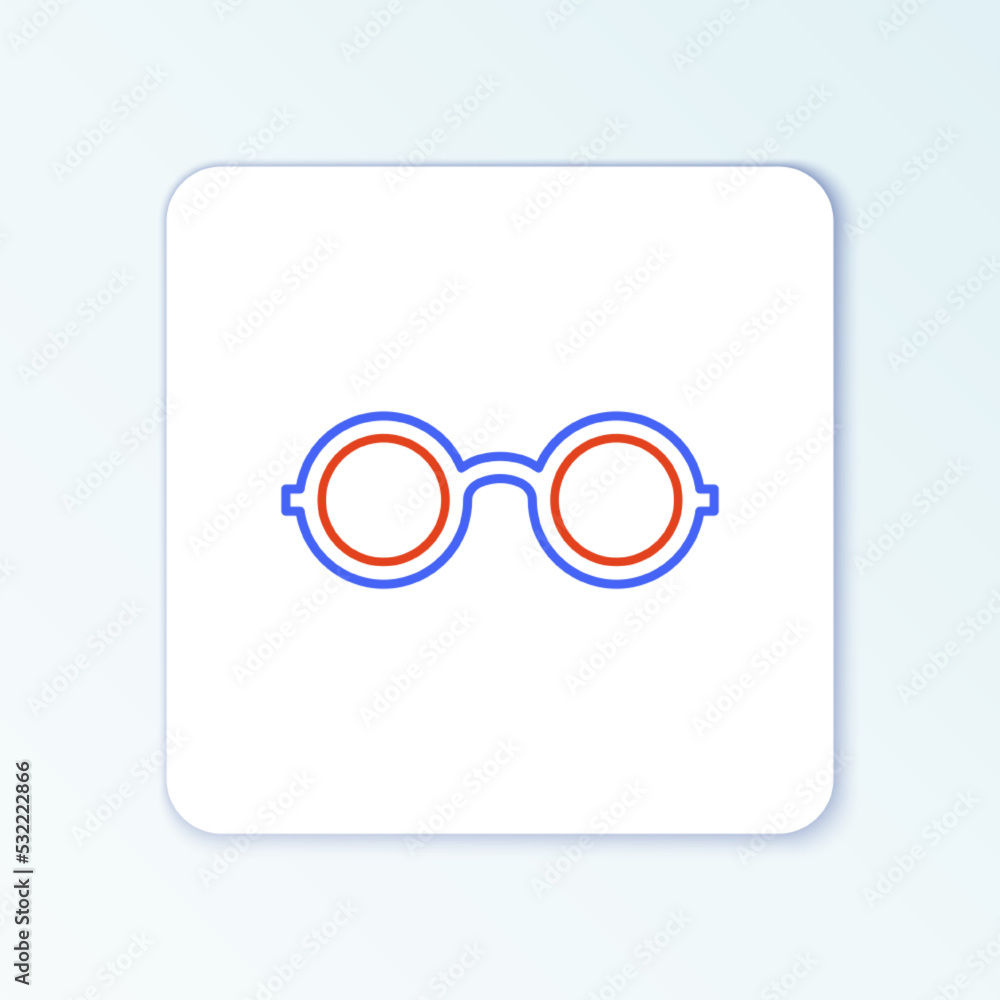 Line Glasses icon isolated on white background. Eyeglass frame symbol. Colorful outline concept. Vector Line Glasses icon isolated on white background. Eyeglass frame symbol. Colorful outline concept. Vector