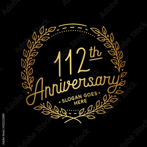 112 years anniversary celebrations design template. 112th logo. Vector and illustrations. 