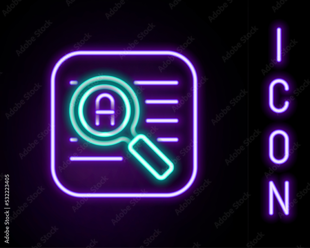 Glowing neon line Translator icon isolated on black background. Foreign language conversation icons in chat speech bubble. Translating concept. Colorful outline concept. Vector Glowing neon line Translator icon isolated on black background. Foreign language conversation icons in chat speech bubble. Translating concept. Colorful outline concept. Vector
