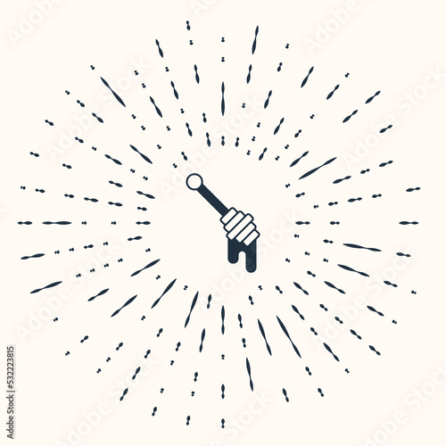 Grey Honey dipper stick icon isolated on beige background. Honey ladle. Abstract circle random dots. Vector