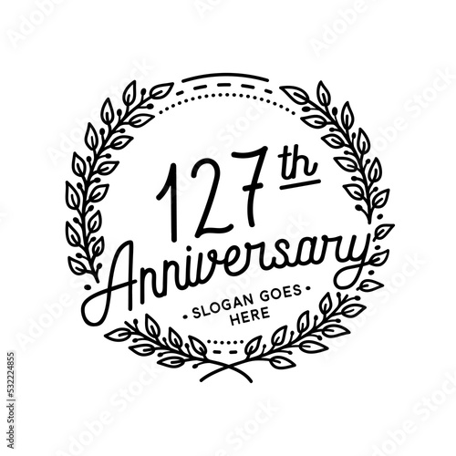127 years anniversary celebrations design template. 127th logo. Vector and illustrations. 