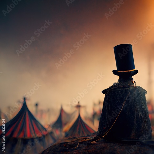 3D rendering of a society watching the circus tent inside the funfairs