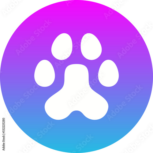 Paw Print Gradient Circle Glyph Inverted Icon