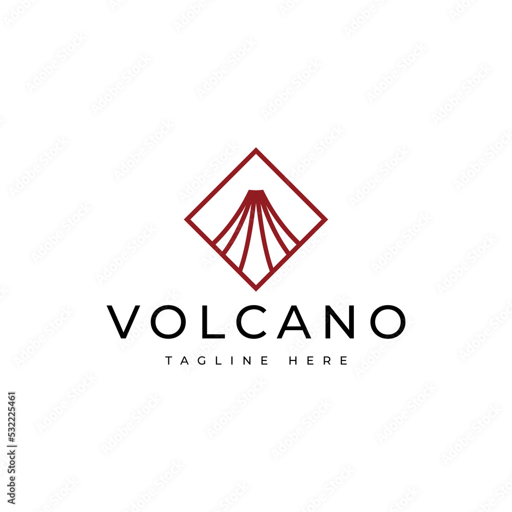 volcano mountain logo design - obrazy, fototapety, plakaty 