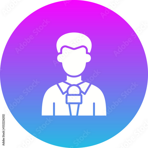 Journalist Gradient Circle Glyph Inverted Icon