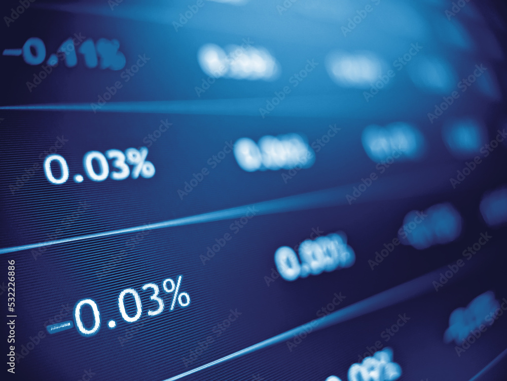 Blue table of price values with white numbers displayed on a pixelated ...