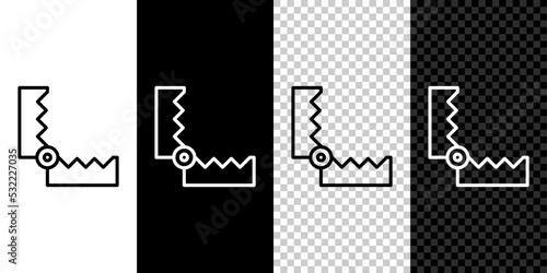 Set line Trap hunting icon isolated on black and white background. Vector
