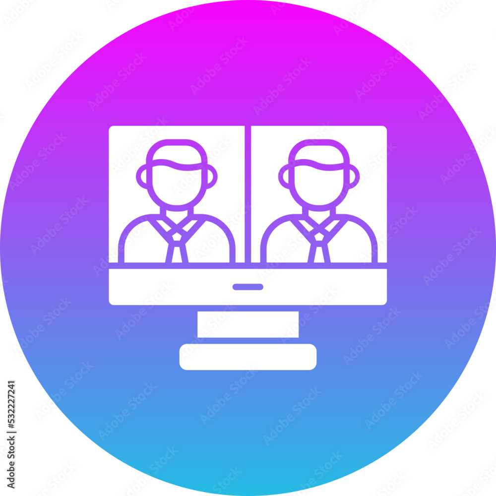 Video Call Gradient Circle Glyph Inverted Icon