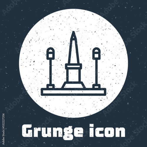 Grunge line Place De La Concorde in Paris, France icon isolated on grey background. Monochrome vintage drawing. Vector