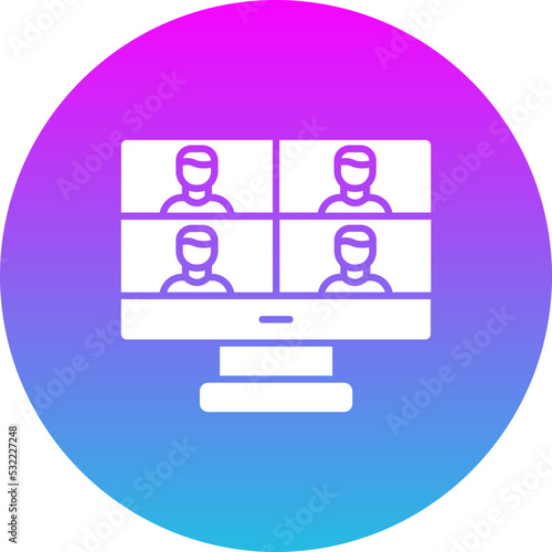 Online Meeting Gradient Circle Glyph Inverted Icon