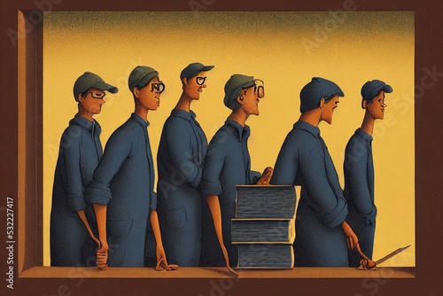 Bindery Workers ,Toon illustration V1 High quality 2d illustration