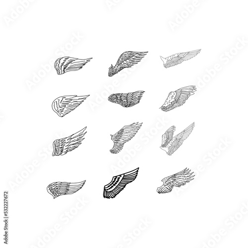 Wings icon sketch collection cartoon hand drawn vector illustration sketch