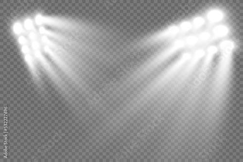 	
White scene on with spotlights. Vector illustration.	