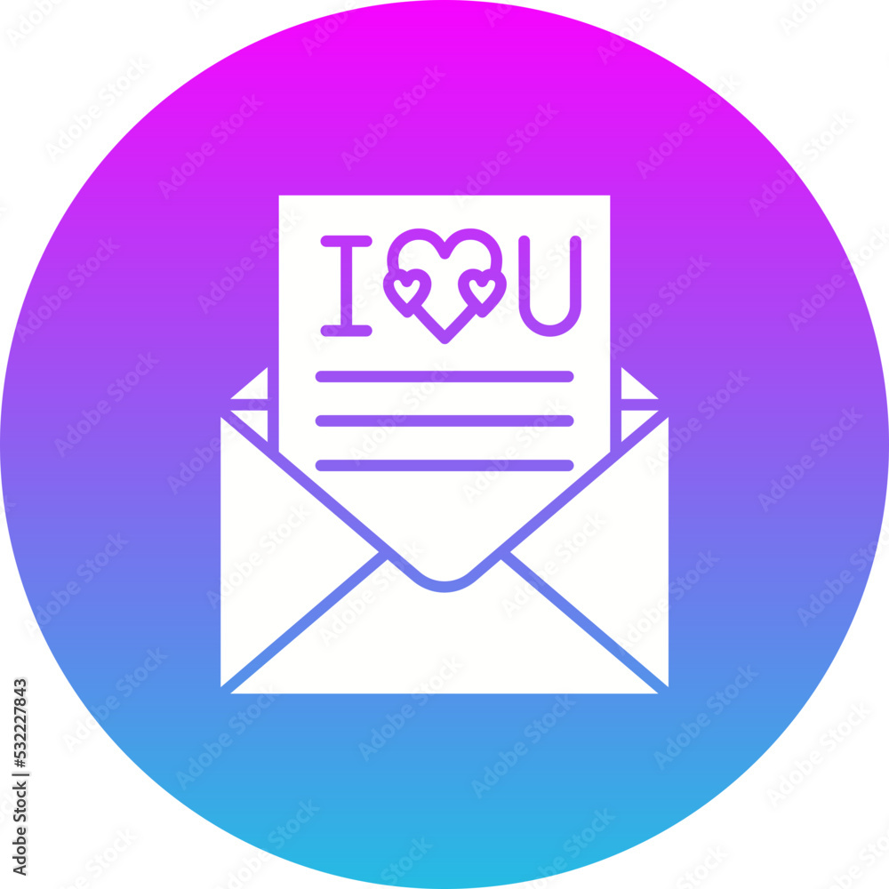 Love Letter Gradient Circle Glyph Inverted Icon Love Letter Gradient Circle Glyph Inverted Icon
