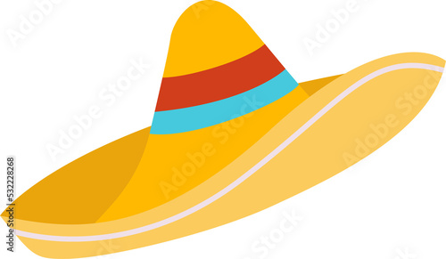 Mexican sombrero with ribbon isolated illustration