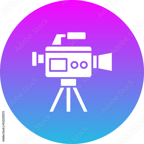 Video Camera Gradient Circle Glyph Inverted Icon