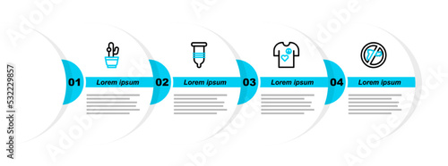 Set line No war, Peace t-shirt print stamp, Condom and Cactus icon. Vector