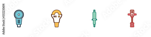 Set Angle grinder, , Soldering iron and Electrical hand concrete mixer icon. Vector