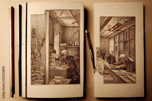 Bookbinders ,Hand Drawn V1 High quality 2d illustration