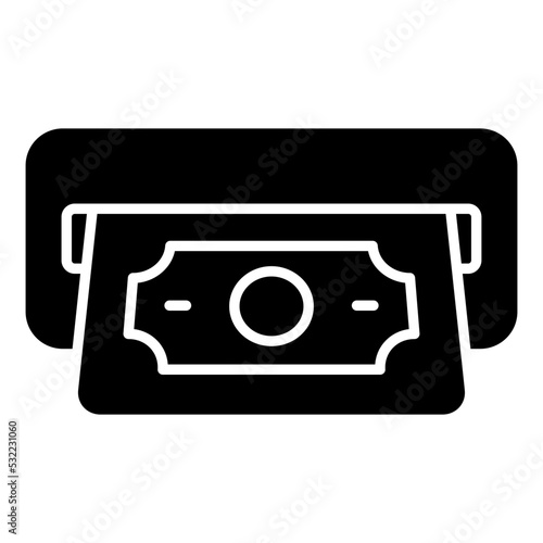Conceptual solid design icon of money withdrawal 