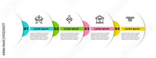 Set line Lungs, Joint pain, knee pain, No smoking at home and . Business infographic template. Vector