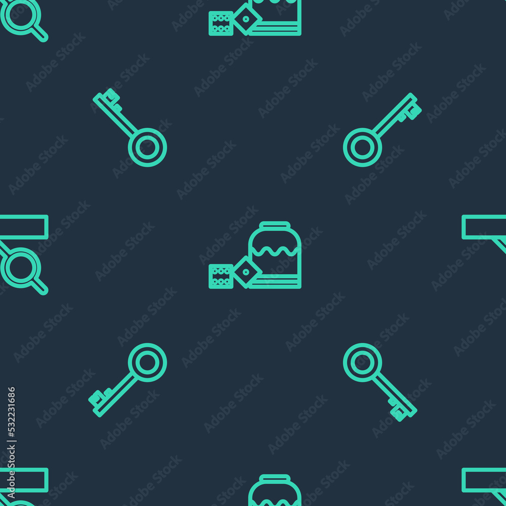 Set line Pirate game dice, key and eye patch on seamless pattern. Vector Set line Pirate game dice, key and eye patch on seamless pattern. Vector