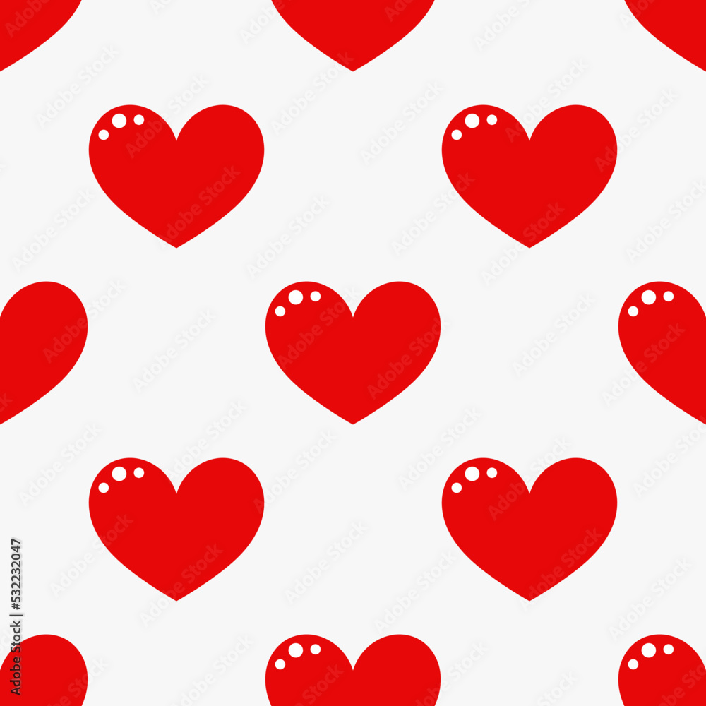 Cute red hearts seamless pattern.
